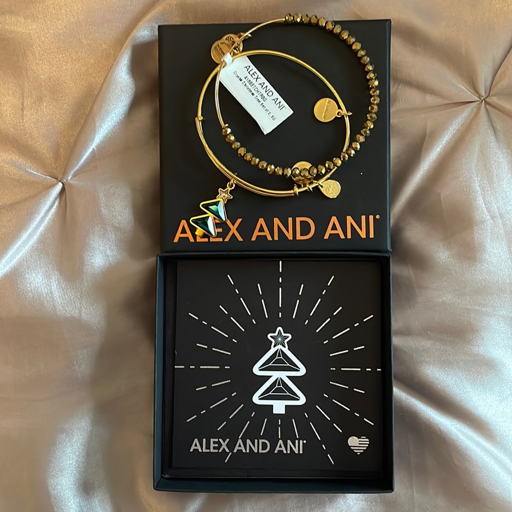 Alex and Ani Christmas tree set of 2 bangles